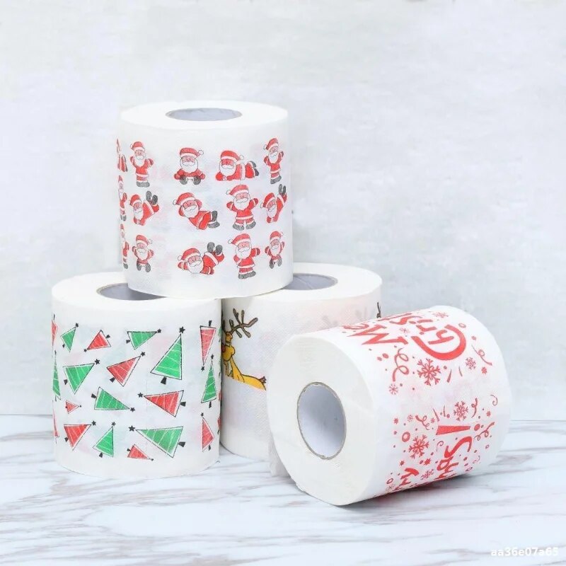 NEW Christmas Pattern Series Print Roll Paper Toilet Paper Santa Claus Reindeer Decoration Supplies Theme Holiday New Year Gifts