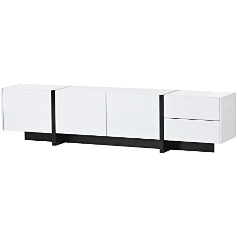 TV Stand for Television Up to 80", Unique Style Console Table, Modern Storage Cabinet, White