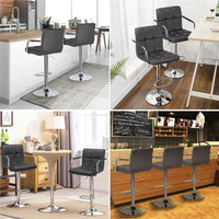 Adjustable Modern Faux Leather Bar Stools with Swivel, Set of 2,