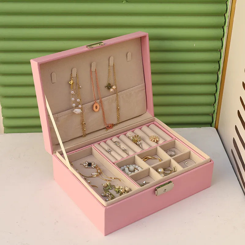 Double-Layer Jewelry Travel Box: Elegant and Compact