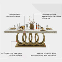 Golden Carved Stainless Steel Dining Set with Marble Top