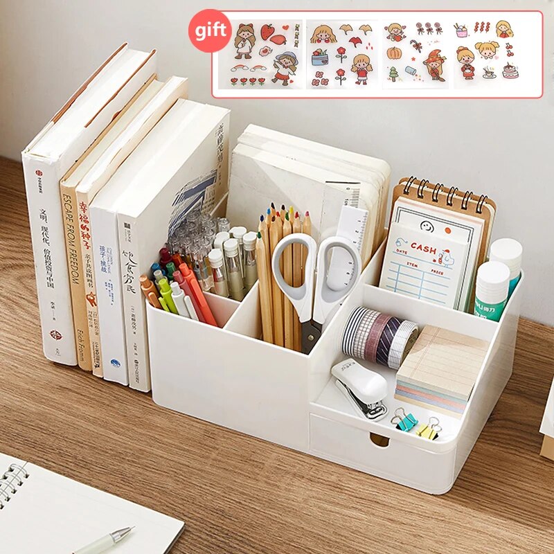 2-in-1 Desk Organizer: Pen Holder & Book Stand