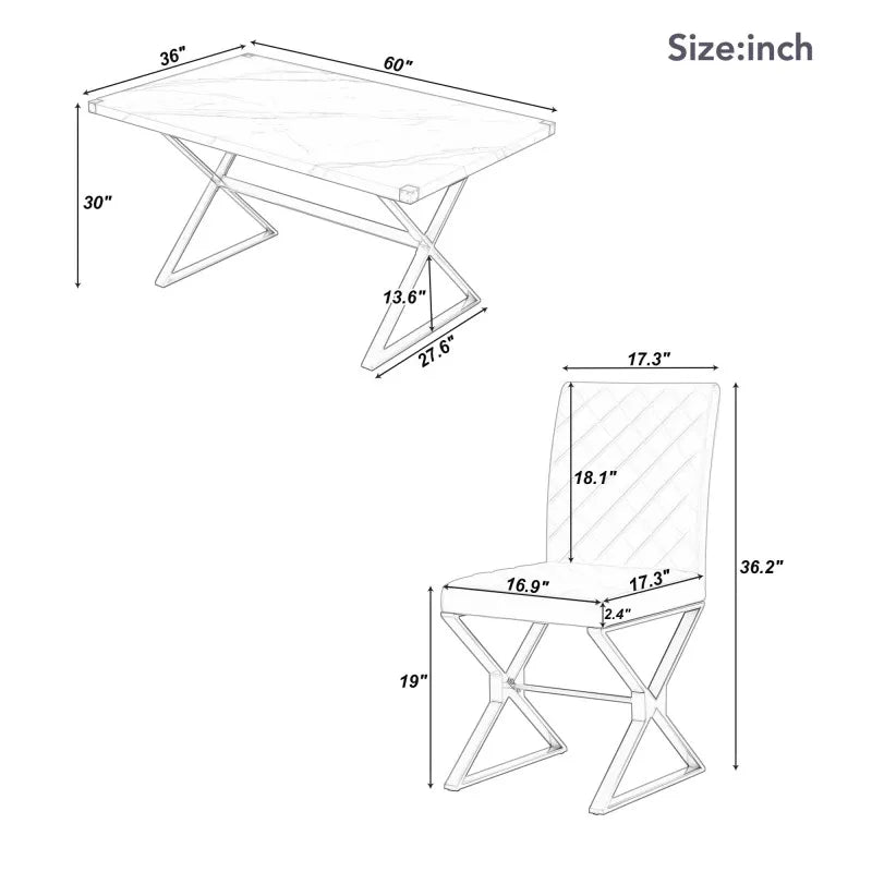 7-Piece Modern Marble Dining Set