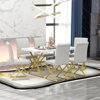 7-Piece Modern Marble Dining Set