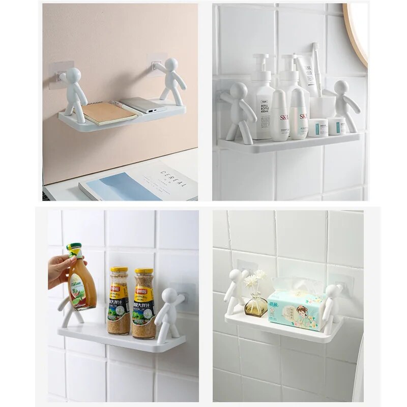 No-Drill Bathroom Storage Shelf