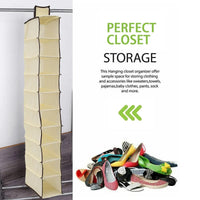 10-Layer Hanging Shoe and Cap Organizer