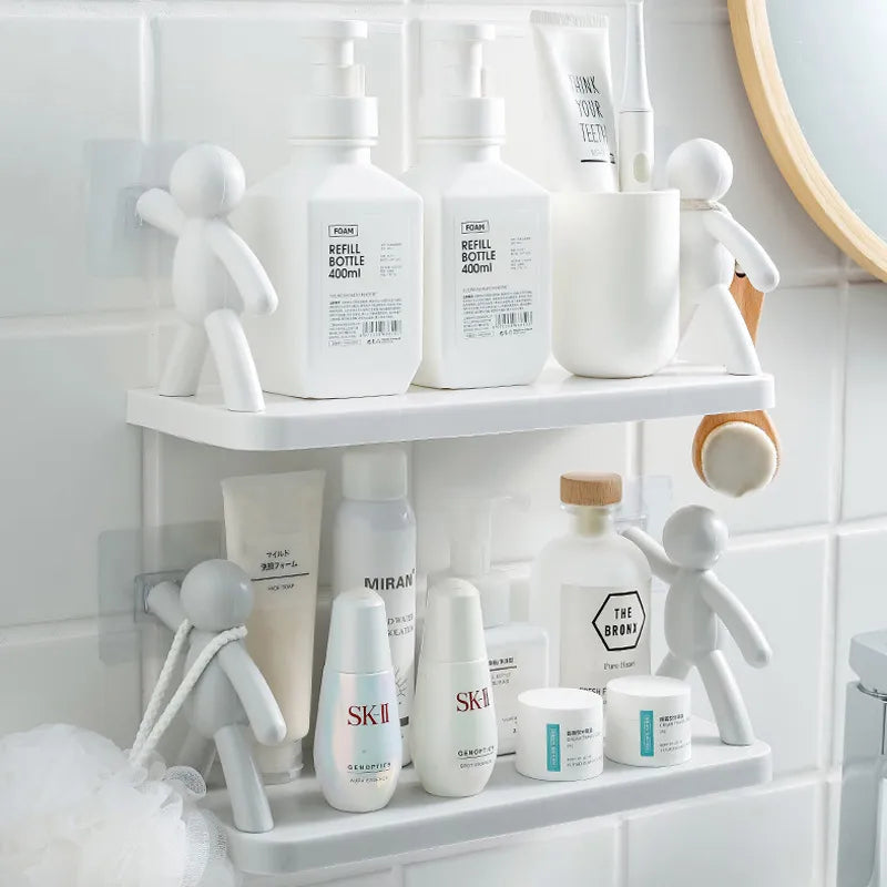 No-Drill Bathroom Storage Shelf