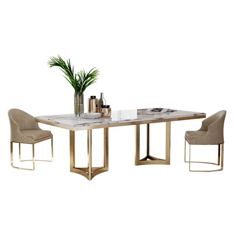 Gold Base Marble Dining Set