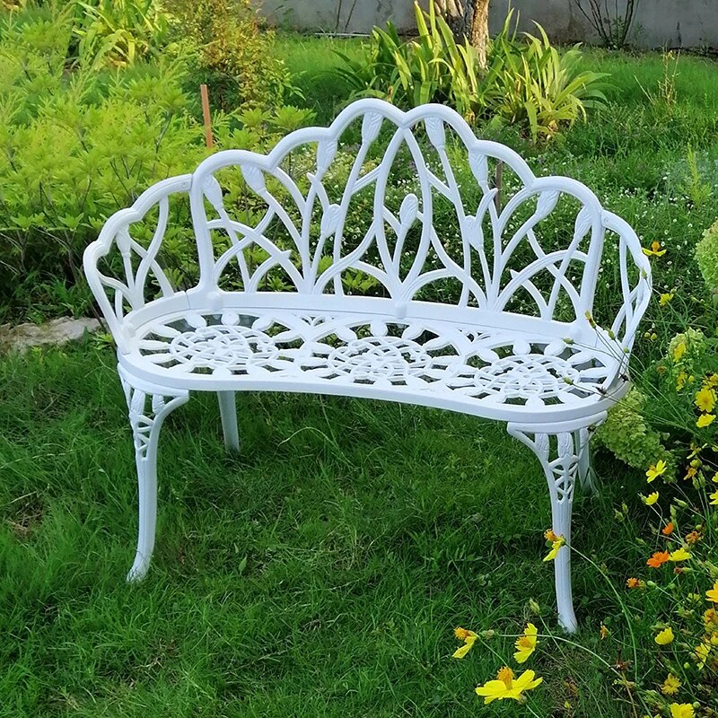 Lulip Pattern Cast Aluminum Balcony Love Seater