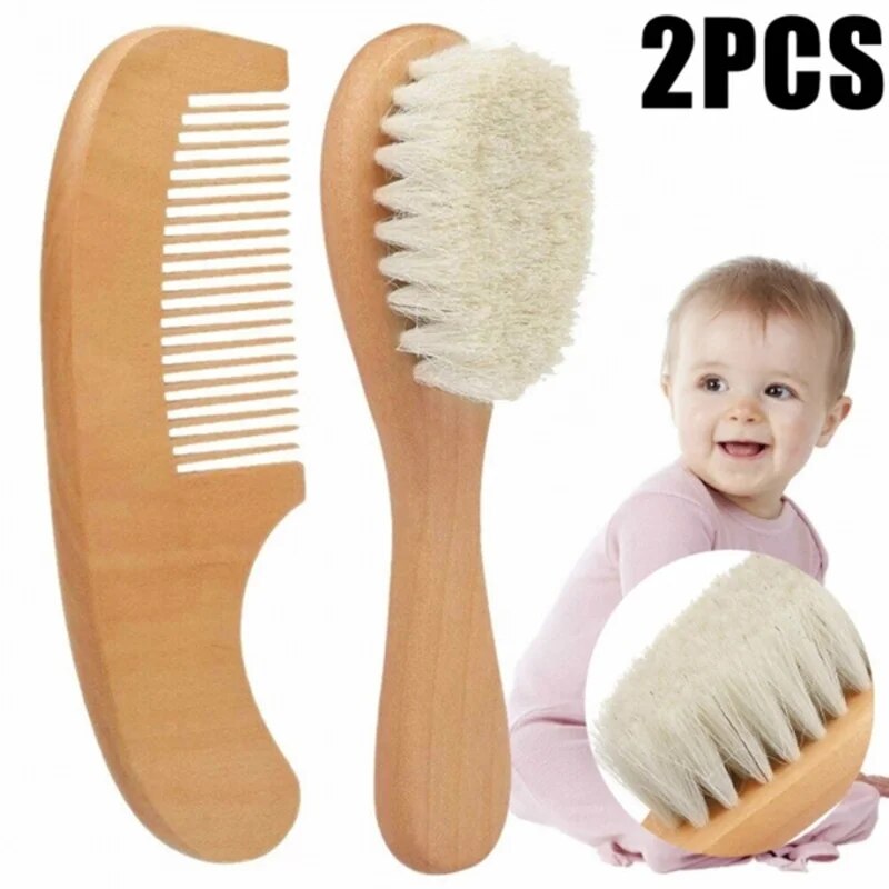 Natural Wool Baby Brush Set