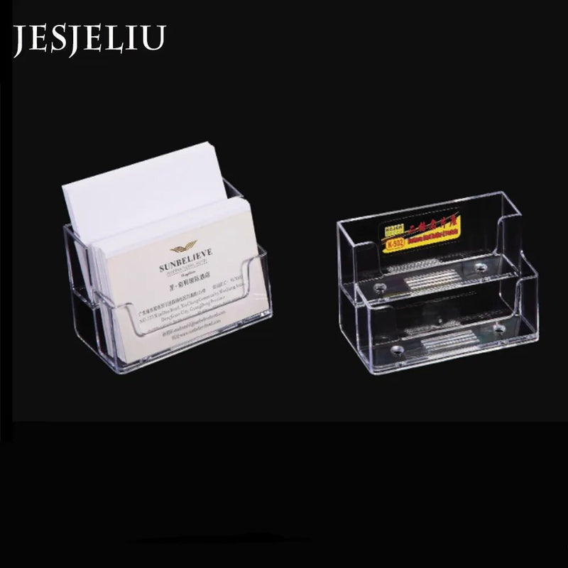 Transparent Double-Cell Business Card Holder