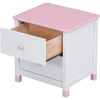 White + Pink Farmhouse Kids Bedside Table