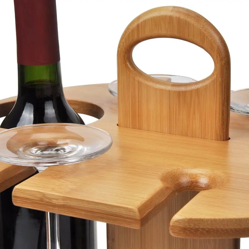 Bamboo Wine and Glass Holder Set