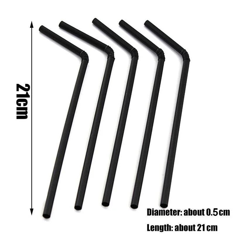 100Pcs 8" Disposable Drinking Straws Black White Long Flexible Milk And Juice Straw Wedding Party Supplies Kitchen Accessories