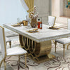 Golden Carved Stainless Steel Dining Set with Marble Top