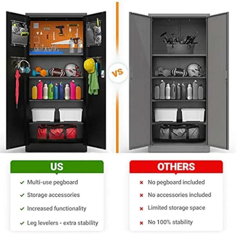 Metal Storage Cabinet+: Ultimate Garage Organizer