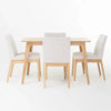 Mid-Century 5-Piece Dining Set in Light Beige and Natural Oak