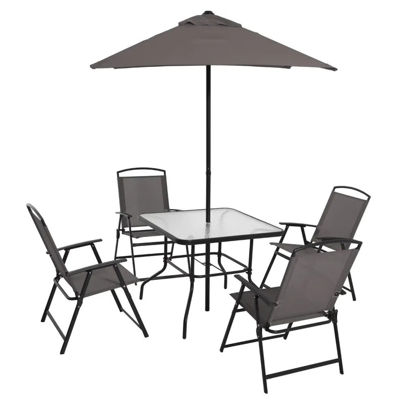 6-Piece Outdoor Patio Dining Set: Compact and Stylish Picnic Table with Chairs and Umbrella