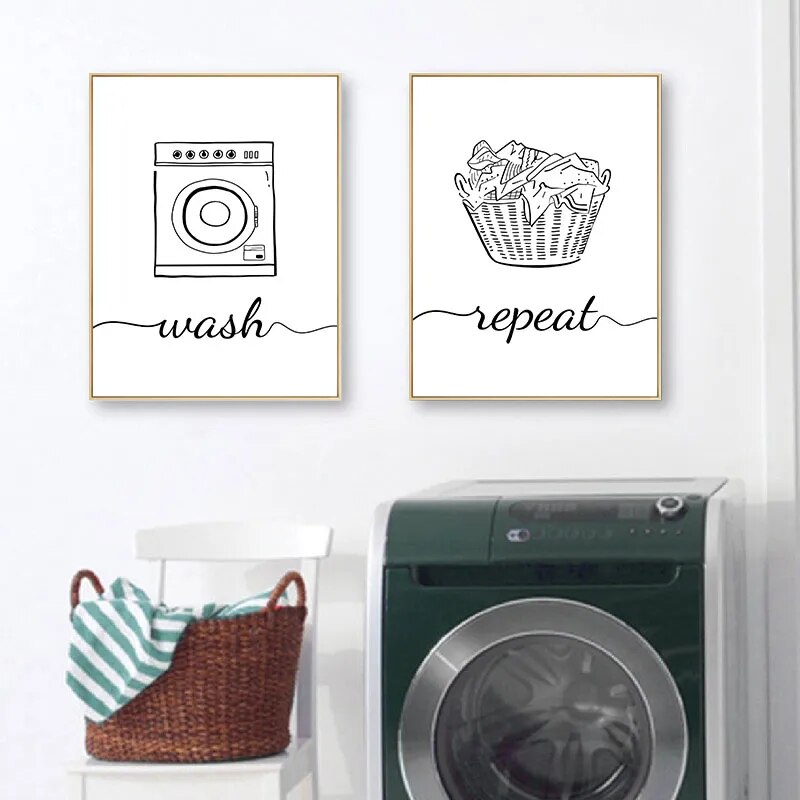 Laundry Words Canvas Poster Set