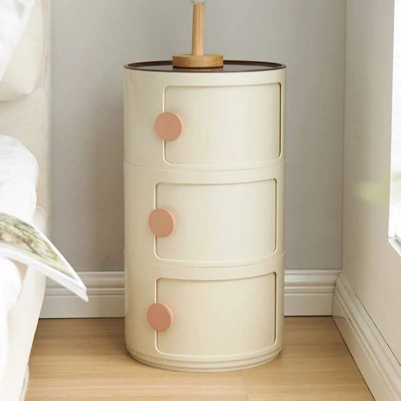 Nordic White Round Nightstand