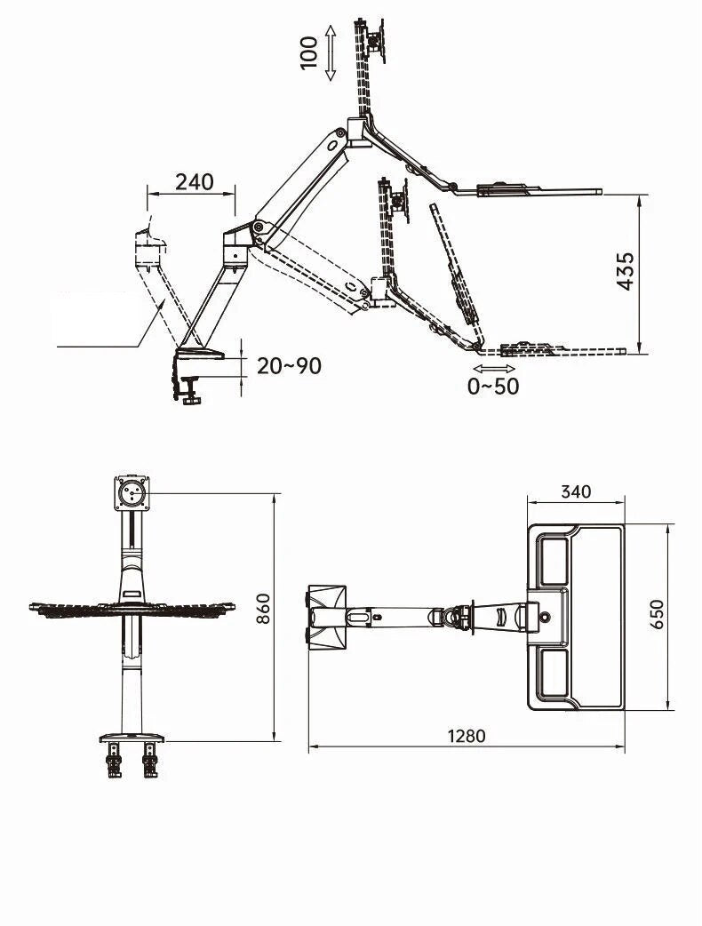 Adjustable Monitor Mount Desk Stand