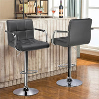 Adjustable Modern Faux Leather Bar Stools with Swivel, Set of 2,