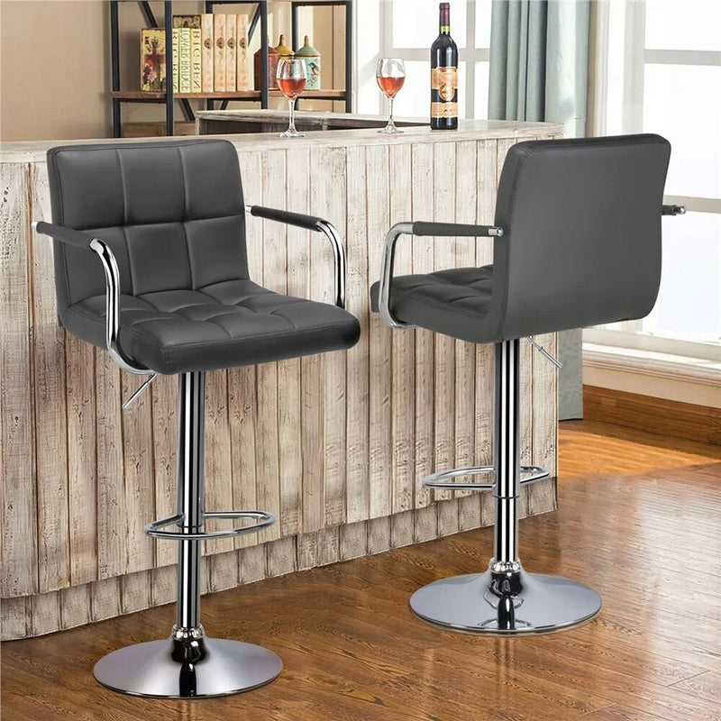 Adjustable Modern Faux Leather Bar Stools with Swivel, Set of 2,