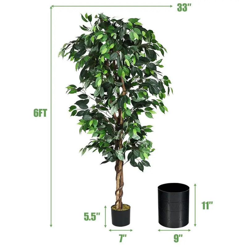 6ft Faux Ficus Silk Tree