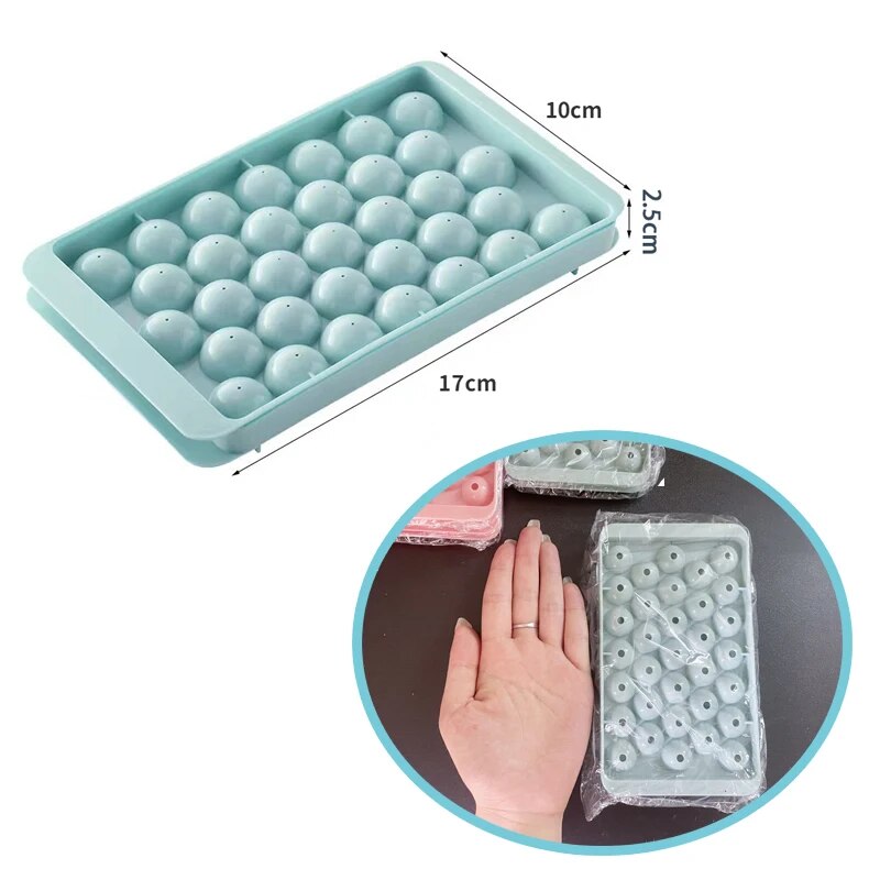 66/33 Mini Ball Maker Mold Ice Ball Mold Hockey Round Frozen Ice Cube Mold with Lid Ice Tray Box Whiskey Cocktail Kitchen Tools