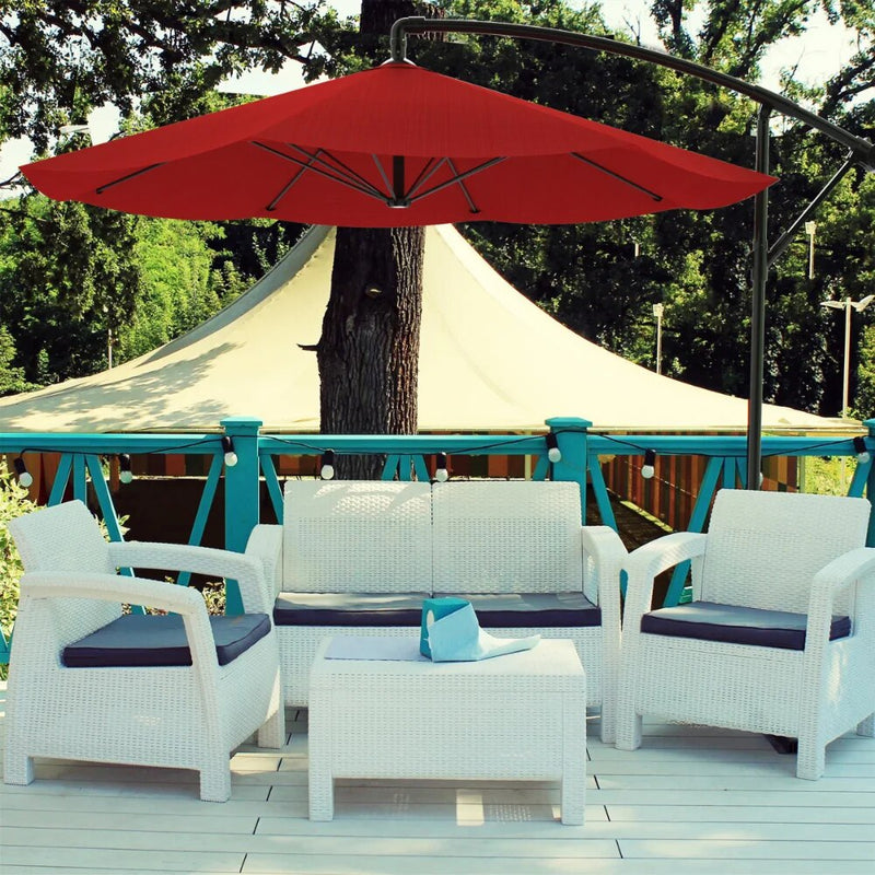 Red Cantilever Patio Umbrella with Base