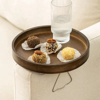 Round Wooden Sofa Tray