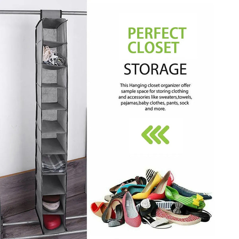 10-Layer Hanging Shoe and Cap Organizer