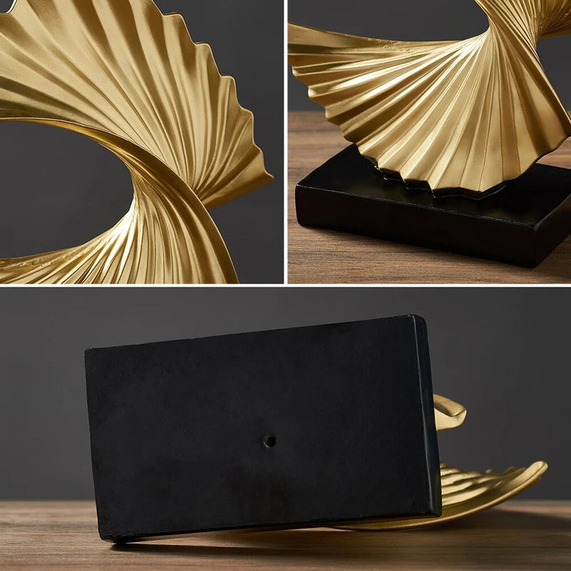 Golden Resin Abstract Sculpture: Modern Decor Masterpiece