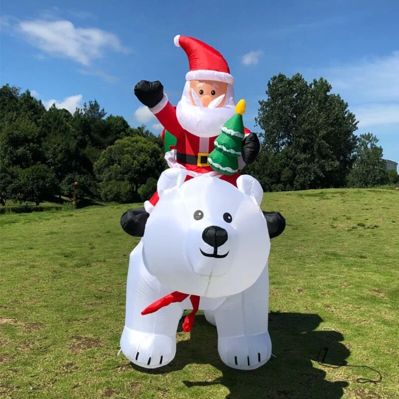 2m Inflatable Santa Bear: Whimsical Christmas Decor!