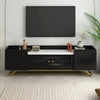 Marble-Top TV Stand with Fluted Glass