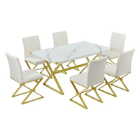 7-Piece Modern Marble Dining Set