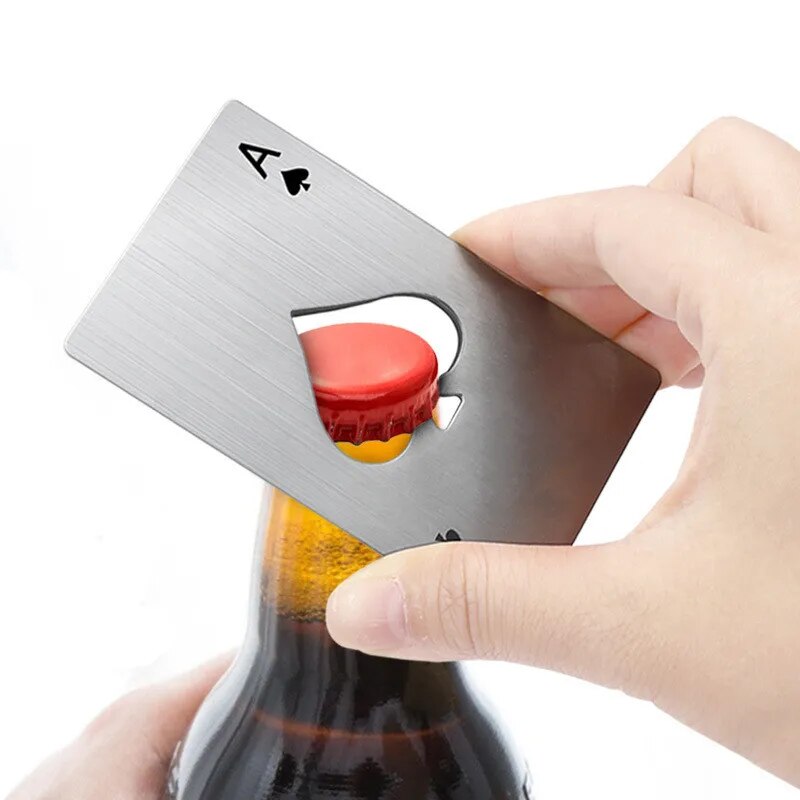 Creative Poker Card Beer Drink Bottle Opener Portable Stainless Steel Barware Bartender Corkscrew Kitchen Bar Accessories