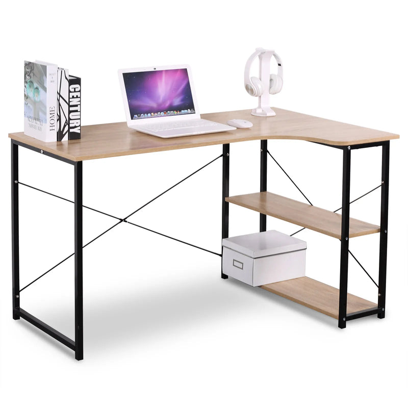 L-Shaped Office Desk with Shelves