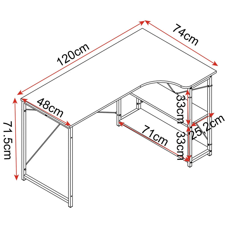 L-Shaped Office Desk with Shelves