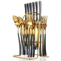 Elegant Stainless Steel Cutlery Set with Rack