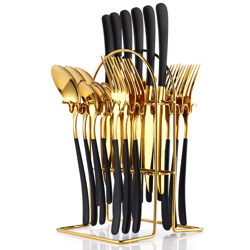 Elegant Stainless Steel Cutlery Set with Rack